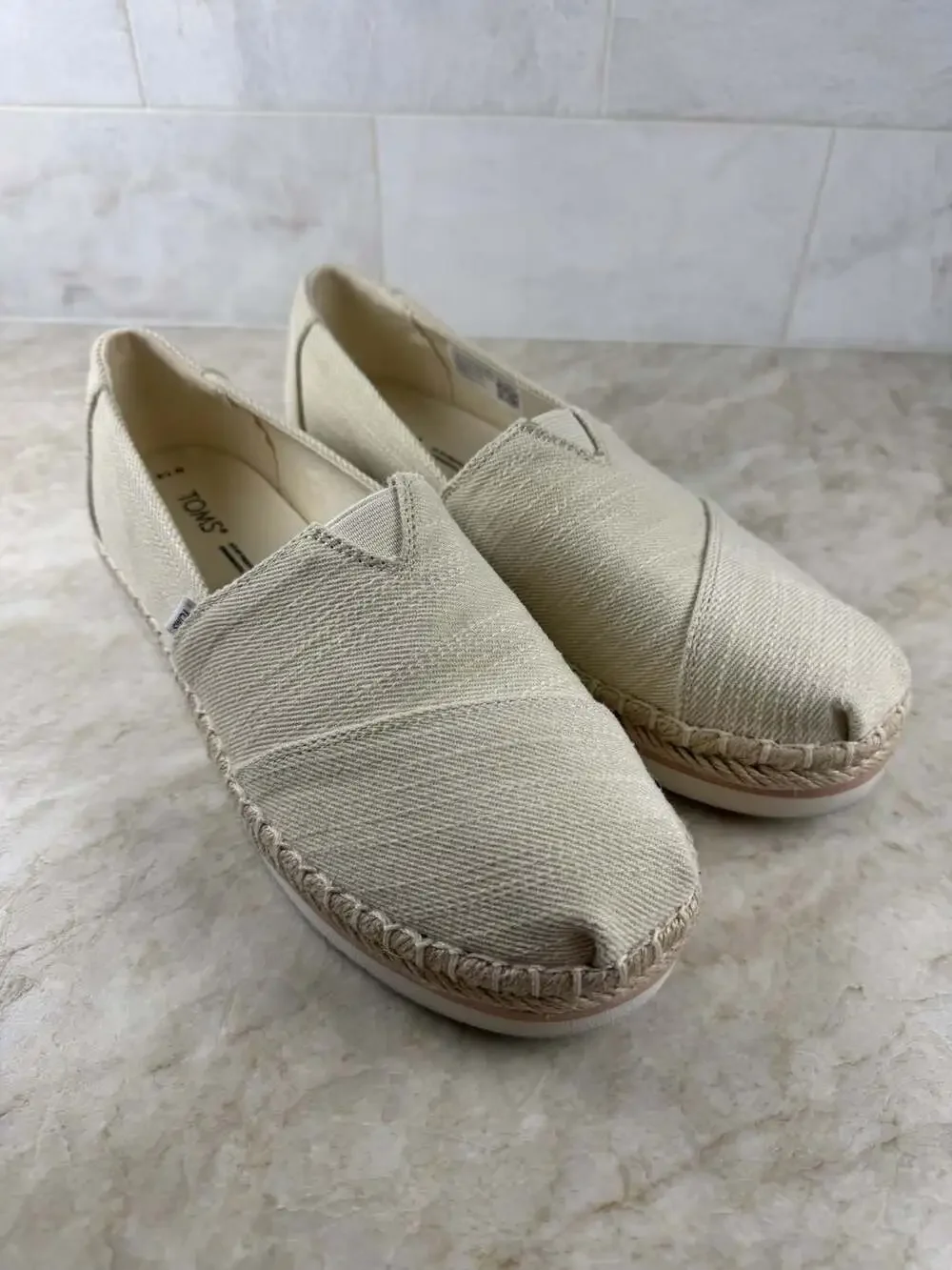 TOMS Alpargata Platform Rope Espadrille Natural Slip On Shoes Womens 7.5